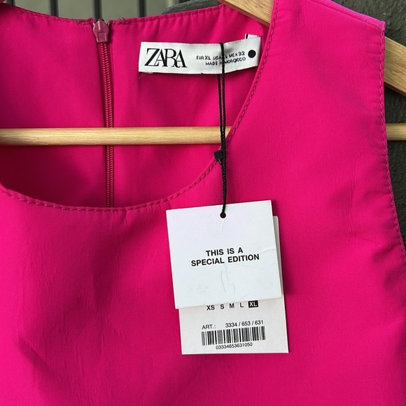 NWT Zara Limited Edition Pink Voluminos Ruffled Top Fuchsia Pink Sz XL - Picture 2 of 6